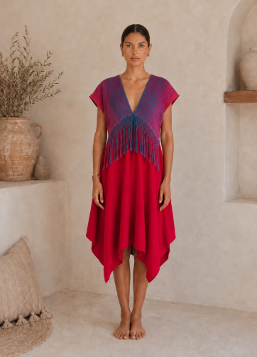 Vestido mitla - Telar DP26 ars lino-a rojo