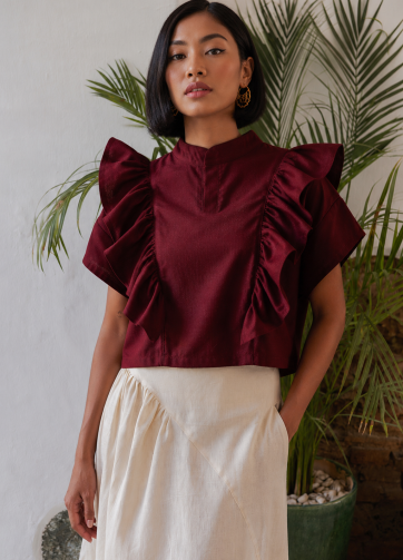 Blusa estela - Lino-a vino