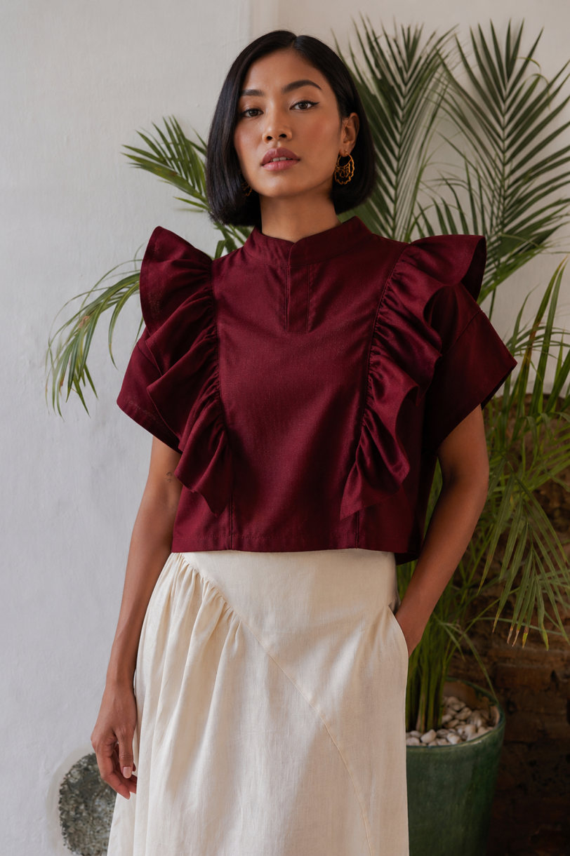 Blusa estela - Lino-a vino