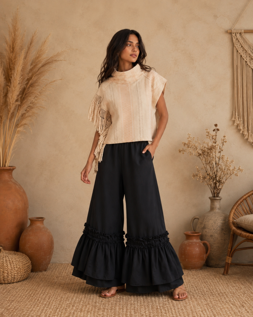 Pantalon yalitza- Lino negro