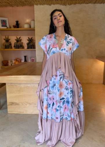 Conjunto delirio - Lino floral blanco / Lino-a misty rose