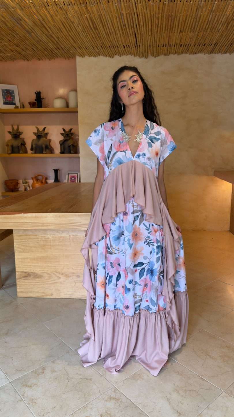 Conjunto delirio - Lino floral blanco / Lino-a misty rose